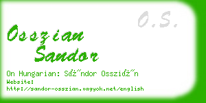osszian sandor business card